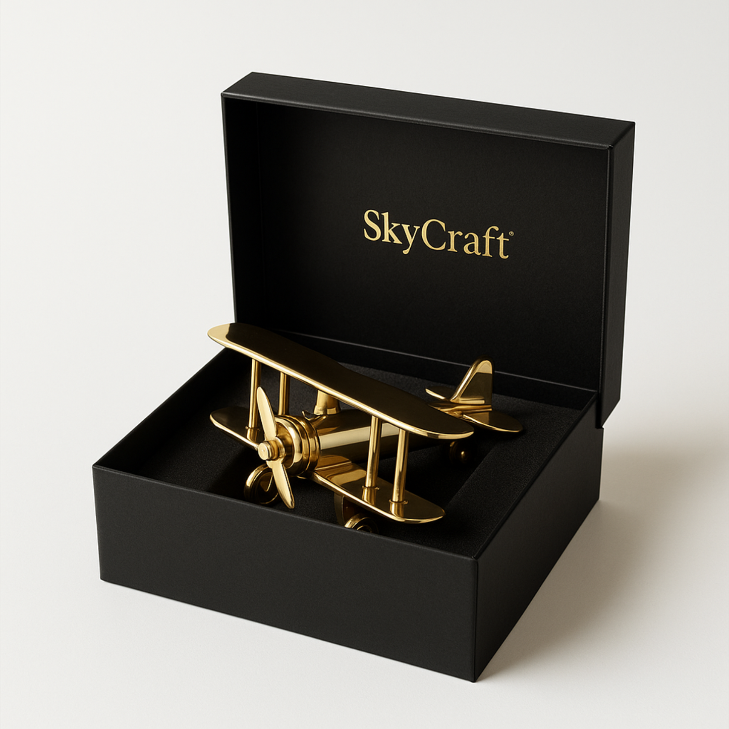 SkyCraft™ Brass Aeroplane Desk Showpiece