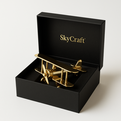 SkyCraft™ Brass Aeroplane Desk Showpiece