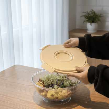 Transparent Salad Bowl with Lid and Integrated Ice Pack(2.8L)