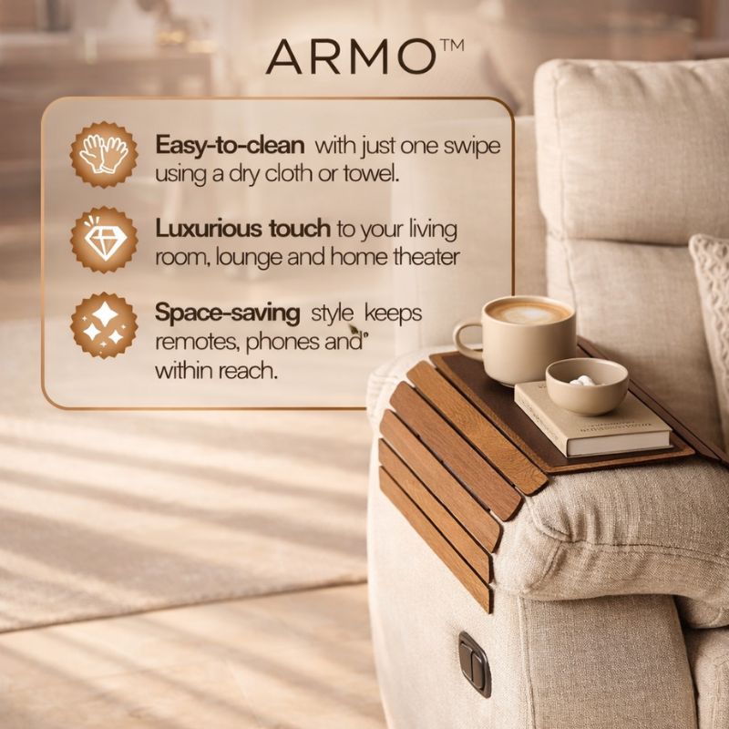 ARMO™ Premium Grip-First Sofa Armrest Tray