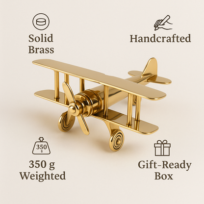 SkyCraft™ Brass Aeroplane Desk Showpiece