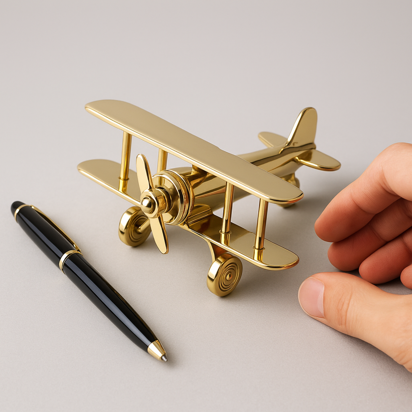 SkyCraft™ Brass Aeroplane Desk Showpiece