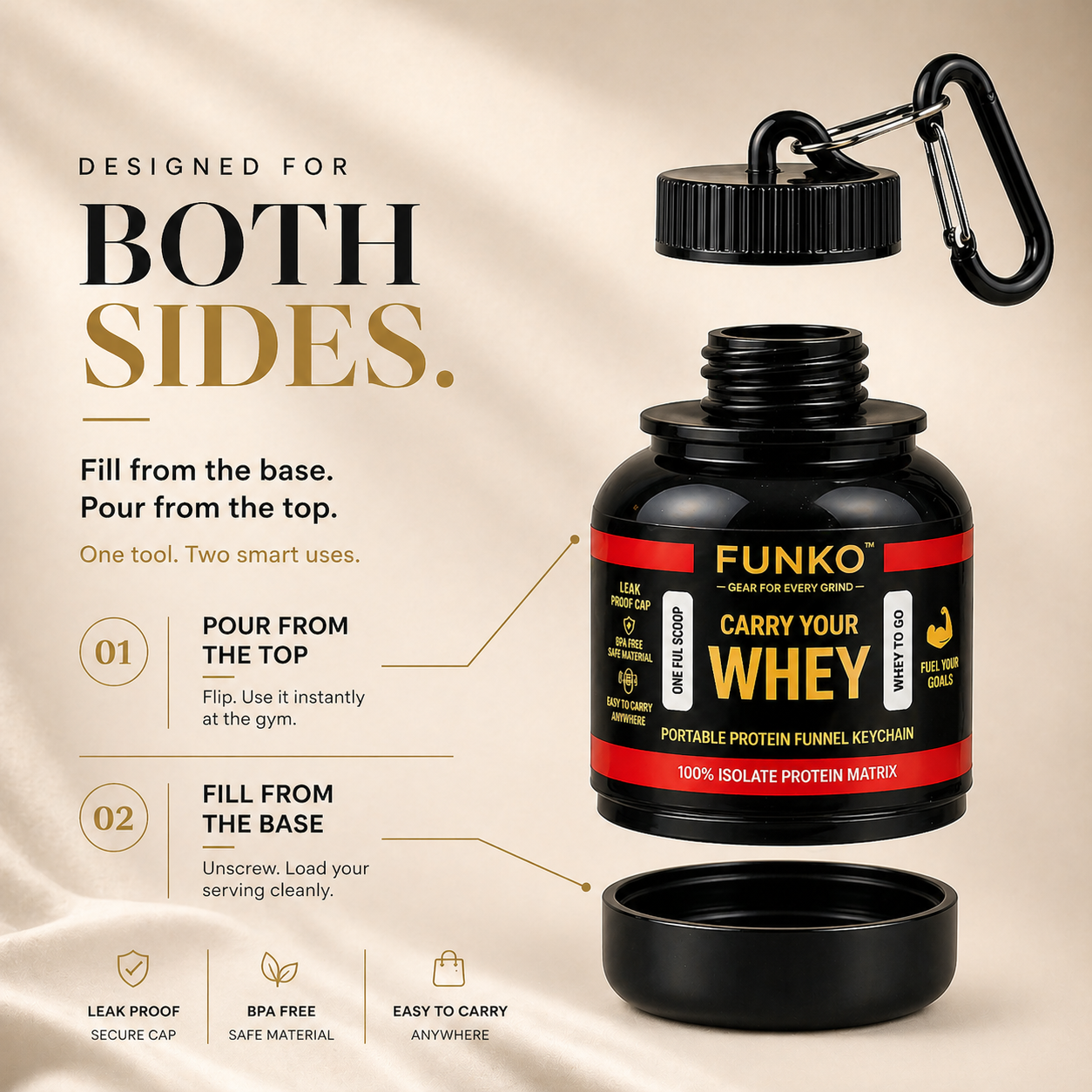 FUNKO™ | Portable Protein Funnel Keychain (Pack of 2)