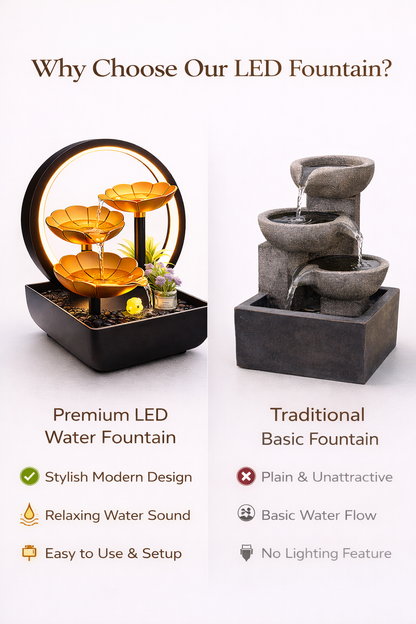 LED Water Fountain for Home Decor – Relaxing Tabletop Mini Fountain