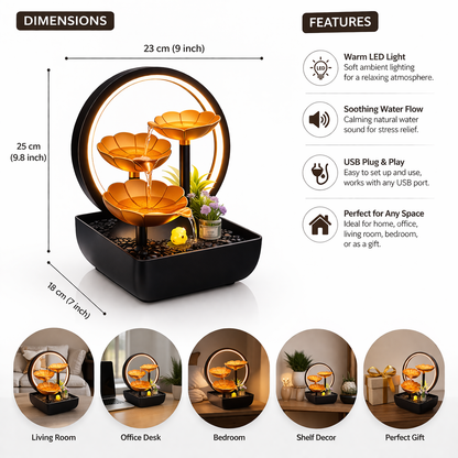 LED Water Fountain for Home Decor – Relaxing Tabletop Mini Fountain