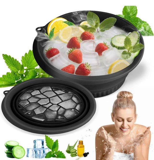 Silicone Ice Face Bowl with Ice Cube Tray – DIY Facial Ice Therapy Kit for Glowing Skin ❄️🍓💆‍♀️