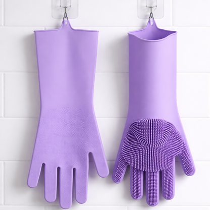 Magic Silicone Cleaning Gloves – 2-in-1 Scrubber Gloves for Kitchen, Bathroom & Household Cleaning 💜🫧