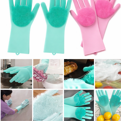 Magic Silicone Cleaning Gloves – 2-in-1 Scrubber Gloves for Kitchen, Bathroom & Household Cleaning 💜🫧